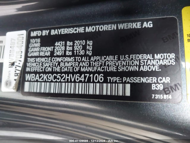 WBA2K9C52HV647106 BMW 230I