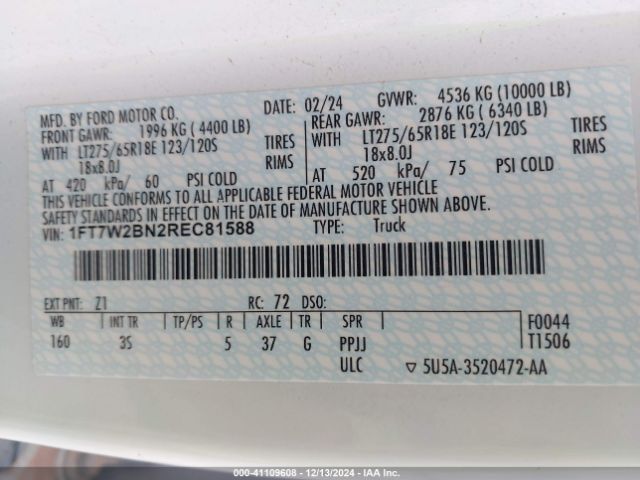 1FT7W2BN2REC81588 Ford F-250 Xlt