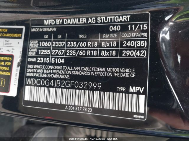 WDC0G4JB2GF032999 Mercedes-Benz GLC 300