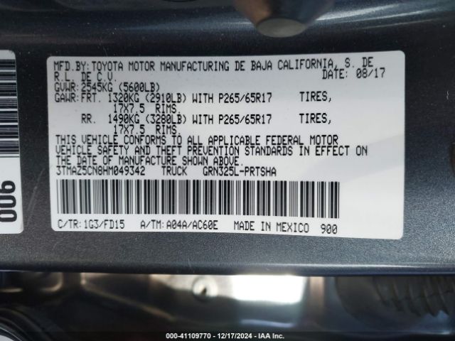 3TMAZ5CN8HM049342 Toyota Tacoma Trd Sport