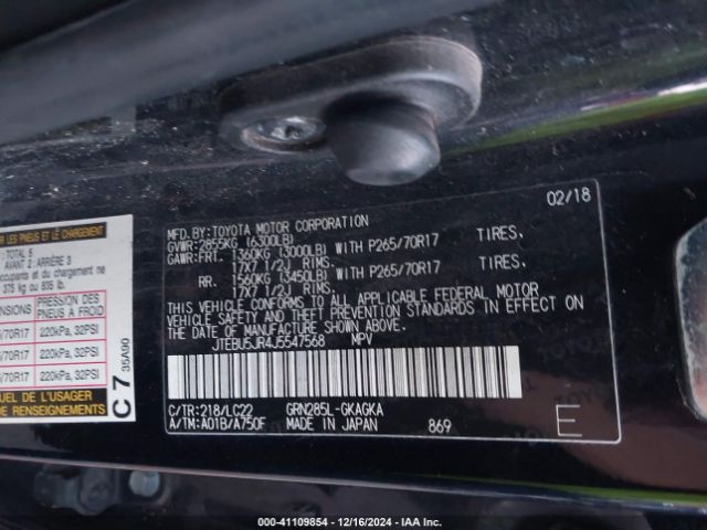 JTEBU5JR4J5547568 Toyota 4runner Trd Off Road Premium