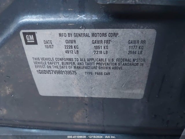 2008 CADILLAC CTS 1G6DV57V980139575 Photo 8