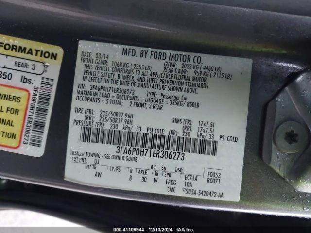 3FA6P0H71ER306273 Ford FUSION SE