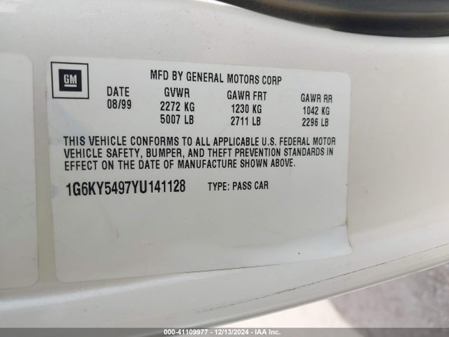 2000 CADILLAC SEVILLE 1G6KY5497YU141128 Photo 8
