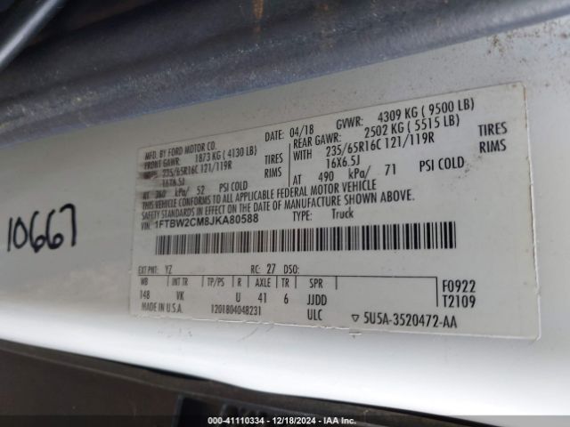 1FTBW2CM8JKA80588 Ford Transit-350