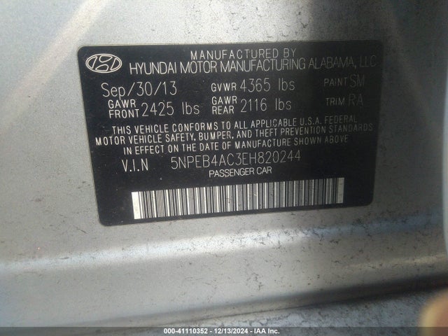 Hyundai SONATA GLS 2014 5NPEB4AC3EH820244 Image 9