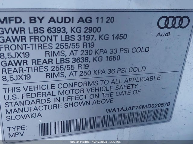 2021 AUDI Q7 WA1AJAF76MD020578 Photo 8