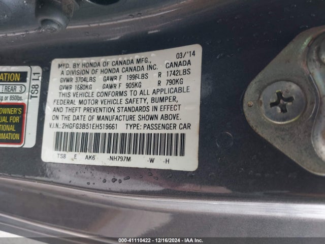 2HGFG3B51EH519661 Honda Civic Lx