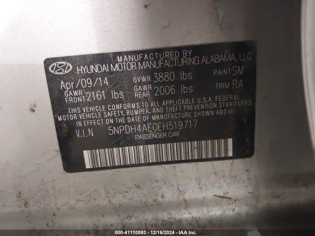Hyundai ELANTRA SE 2014 5NPDH4AE0EH519717 Image 9