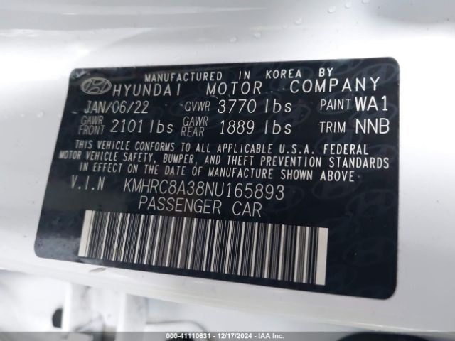 KMHRC8A38NU165893 Hyundai Venue Limited