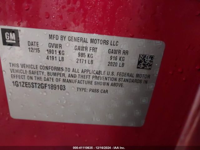 1G1ZE5ST2GF189103 Chevrolet MALIBU 1LT