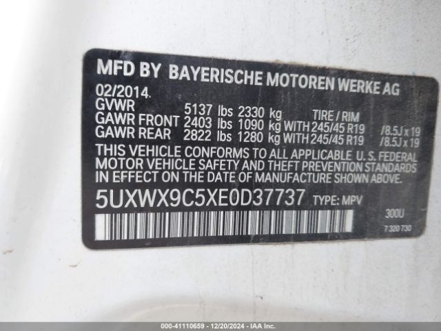 5UXWX9C5XE0D37737 BMW X3 Xdrive28i