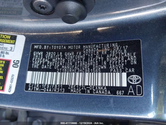 2T1BURHE3HC961565 Toyota Corolla L/le/xle/se/xse