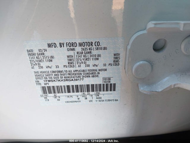 Ford Explorer St-line 2024 1FMSK7KH3RGA39177 Image 9