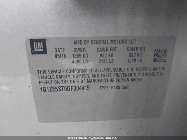 1G1ZE5ST6GF304415 Chevrolet MALIBU 1LT