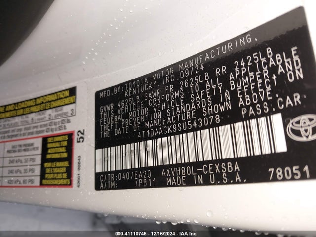 Toyota CAMRY SE 2025 4T1DAACK9SU543078 Image 9