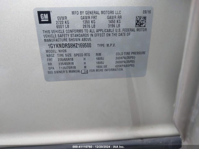 2017 CADILLAC XT5 1GYKNDRS8HZ169500 Photo 8