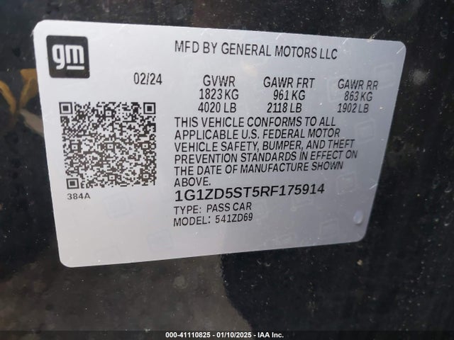 1G1ZD5ST5RF175914 Chevrolet Malibu Fwd 1lt