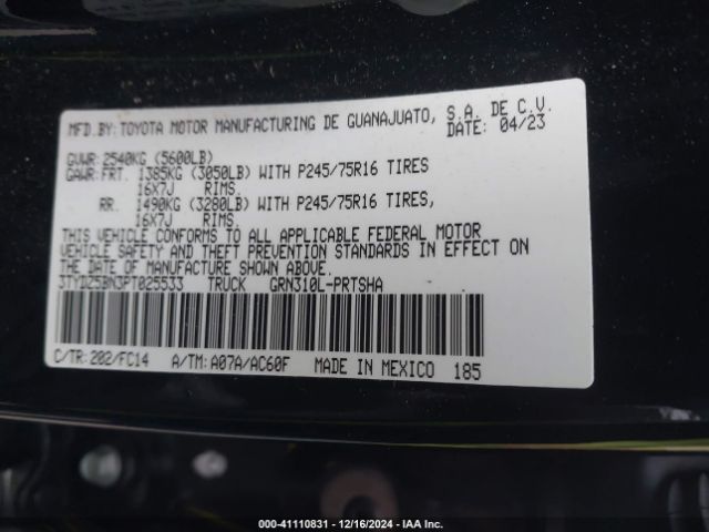 3TYDZ5BN3PT025533 Toyota Tacoma Sr5 V6