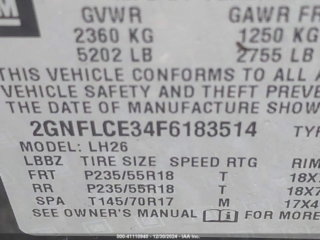 Chevrolet Equinox 2lt 2015 2GNFLCE34F6183514 Image 9