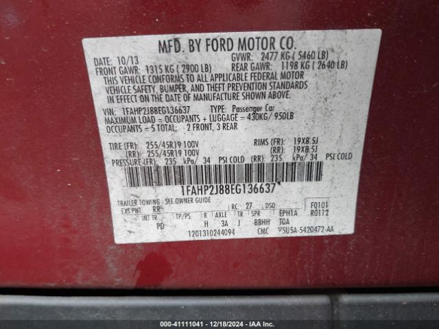 1FAHP2J88EG136637 Ford Taurus Limited
