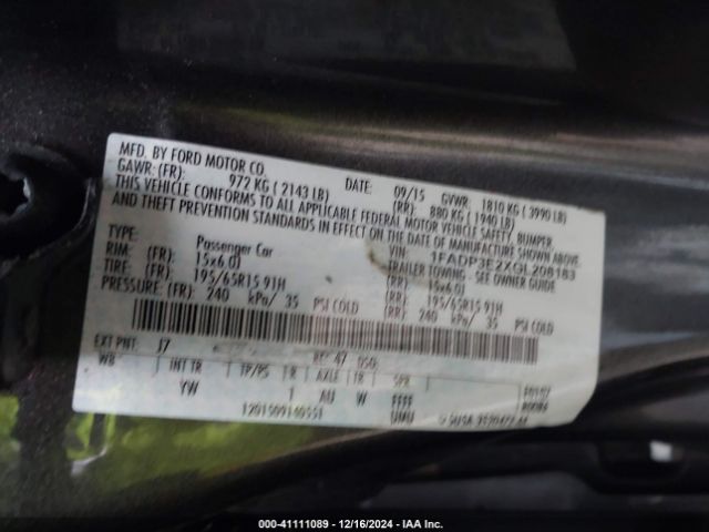 1FADP3E2XGL208183 Ford FOCUS S