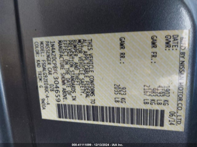 Nissan Leaf Sl 2015 1N4AZ0CP8FC304659 Image 9