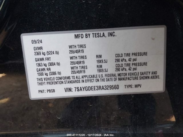 7SAYGDEE3RA329560 Tesla Model Y Long Range Dual Motor All-wheel Drive
