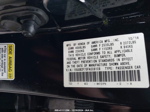 19UUB2F75FA008109 Acura Tlx V6 Advance