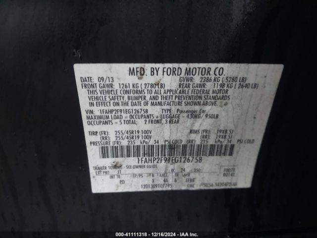 1FAHP2F91EG126758 Ford Taurus Limited