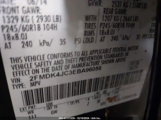 2FMDK4JC3EBA96056 Ford EDGE SEL