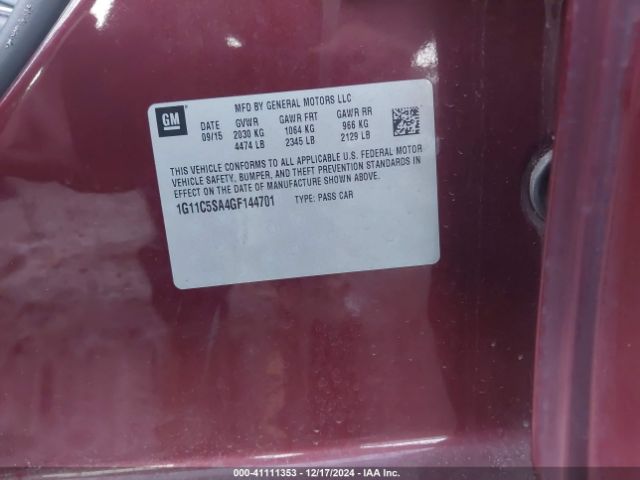 1G11C5SA4GF144701 Chevrolet Malibu Limited Lt