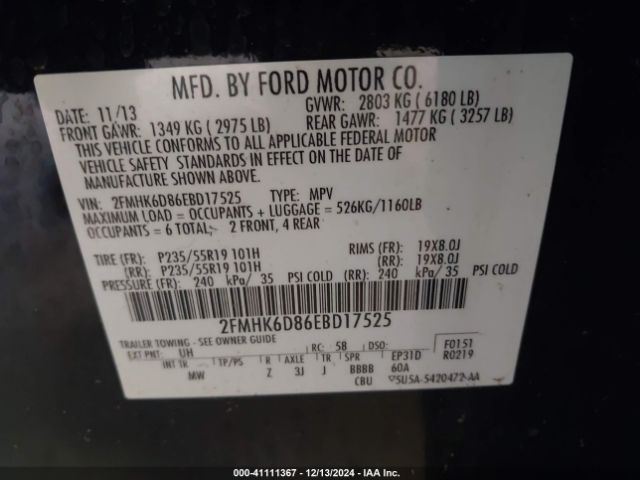 2FMHK6D86EBD17525 Ford Flex Limited