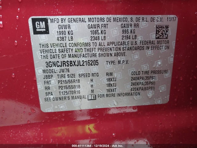 Chevrolet Trax Premier 2018 3GNCJRSBXJL216205 Image 9