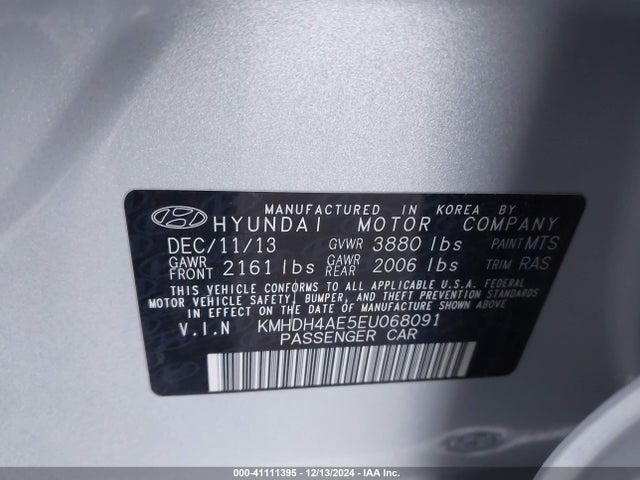 Hyundai ELANTRA SE 2014 KMHDH4AE5EU068091 Image 9
