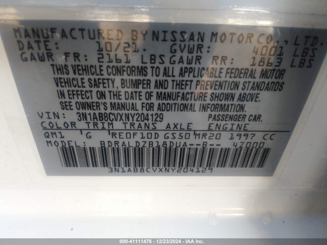 3N1AB8CVXNY204129 Nissan Sentra Sv Xtronic Cvt