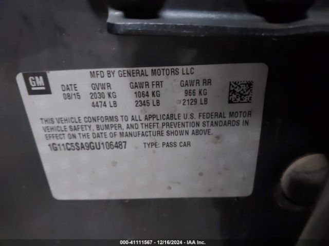 1G11C5SA9GU106487 Chevrolet Malibu Limited Lt