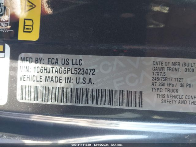 1C6HJTAG6PL523472 Jeep Gladiator Sport S 4x4