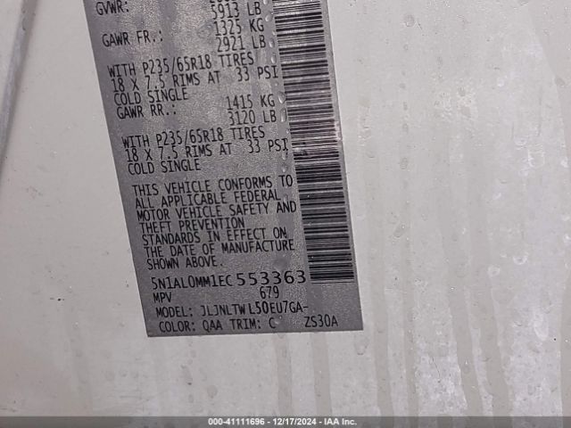 5N1AL0MM1EC553363 Infiniti QX60