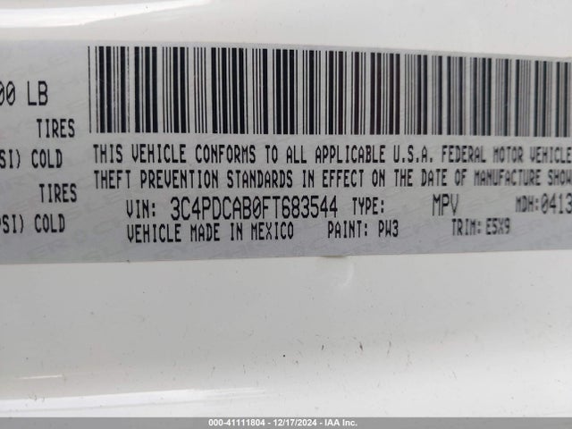 3C4PDCAB0FT683544 Dodge JOURNEY SE