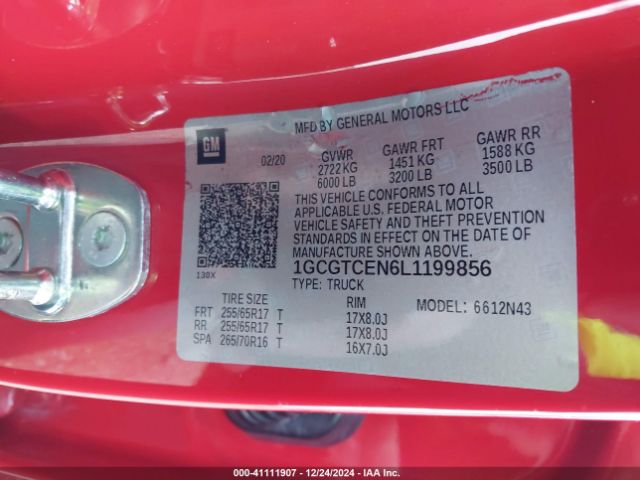 1GCGTCEN6L1199856 Chevrolet Colorado 4wd  Short Box Lt
