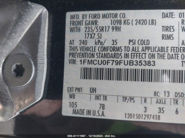 1FMCU0F79FUB35383 Ford ESCAPE S