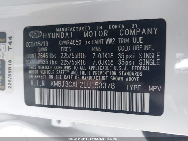 Hyundai Tucson Ultimate 2020 KM8J3CAL2LU153378 Image 9
