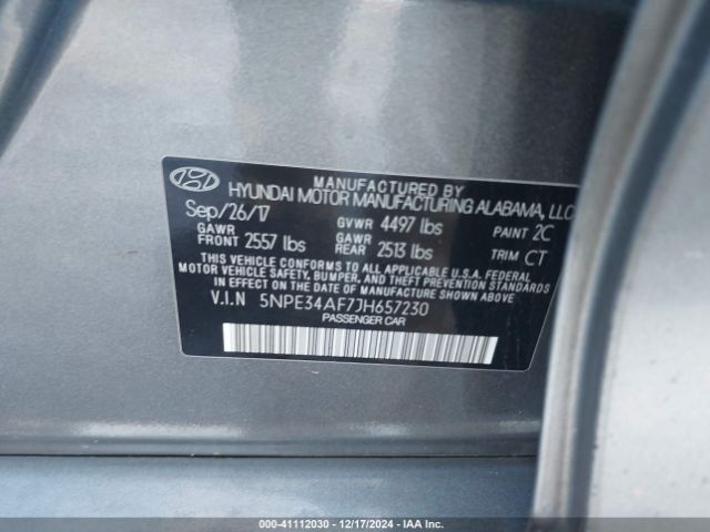 5NPE34AF7JH657230 Hyundai Sonata Sport