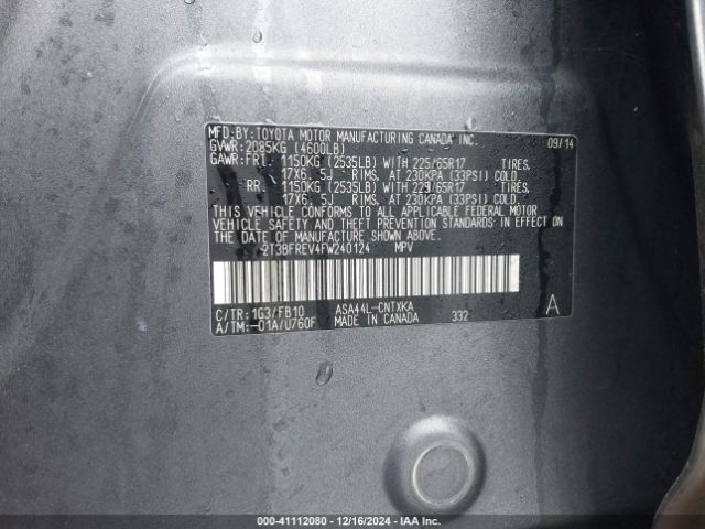 2T3BFREV4FW240124 Toyota RAV4 LE