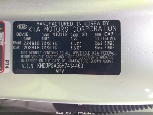 KNDJP3A56H7414463 KIA SOUL +