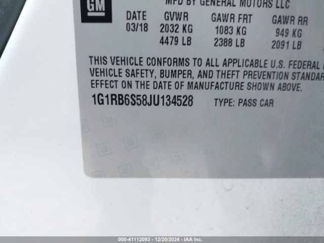1G1RB6S58JU134528 Chevrolet Volt Premier