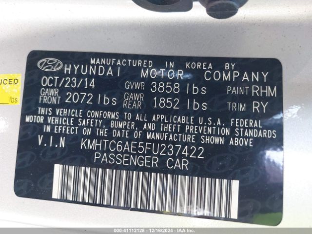 KMHTC6AE5FU237422 Hyundai Veloster Turbo