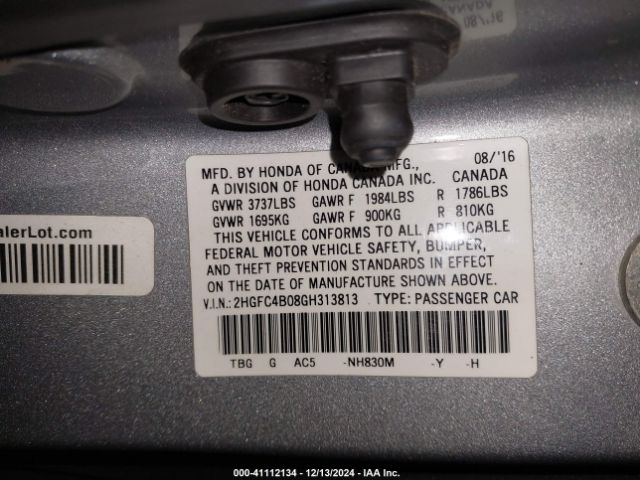 2HGFC4B08GH313813 Honda Civic Lx-p