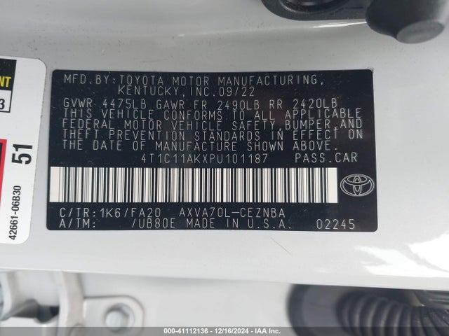 Toyota CAMRY LE 2023 4T1C11AKXPU101187 Image 9